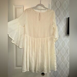 Umgee Cream Dress with Subtle Gold Stripes